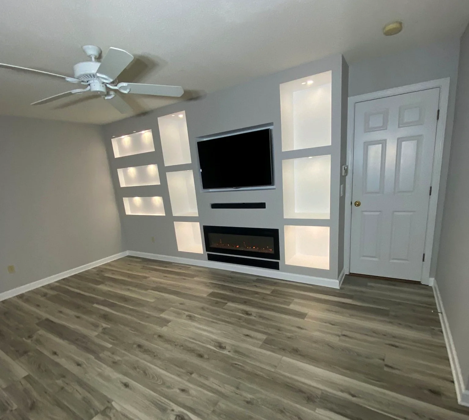Finished living room feature wall